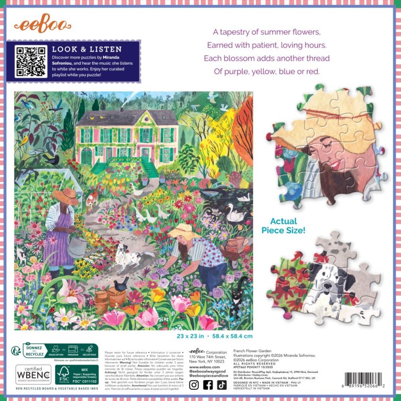 Francouzská květinová zahrada - puzzle 1000 dílků, eeBoo