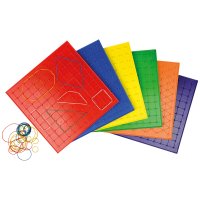 Montessori Geoboard - Utvoř geometrické tvary, sada 6 kusů 23 x 23 cm