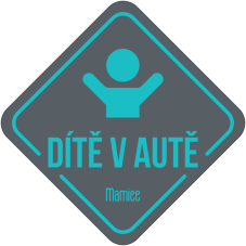 Samolepka Dítě v autě modrá na tmavošedé
