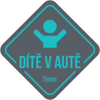 Samolepka Dítě v autě modrá na tmavošedé