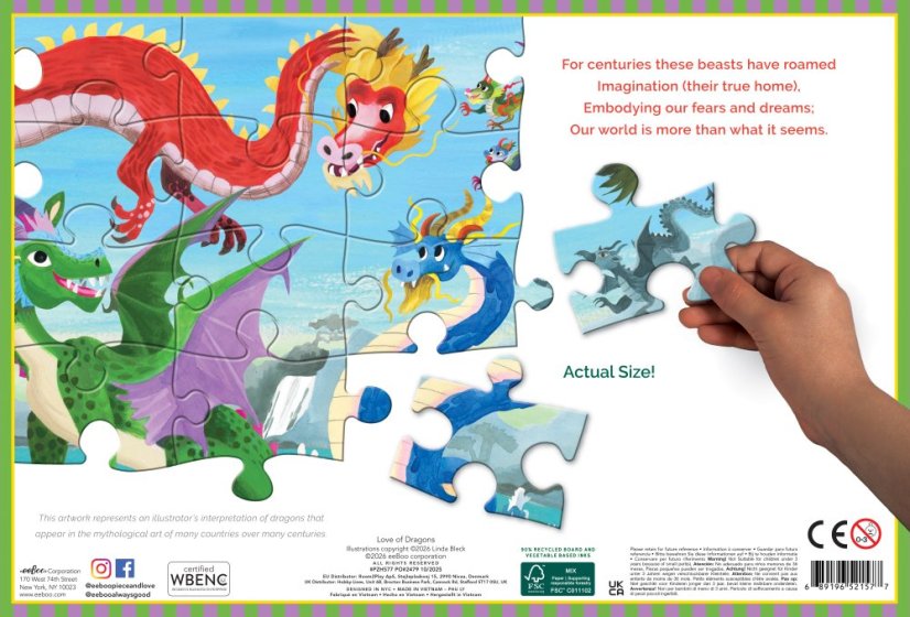 Láska k drakům - puzzle 100 dílků, eeBoo