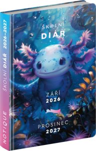 Školní diář Axolotl (září 2026 – prosinec 2027), 9,8 x 14,5 cm