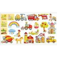 Oboustranné dřevěné magnetické figurky pro velkou magnetickou tabuli Venkov