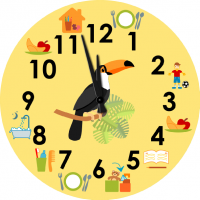 Children's wall clock with pictograms - Toucan