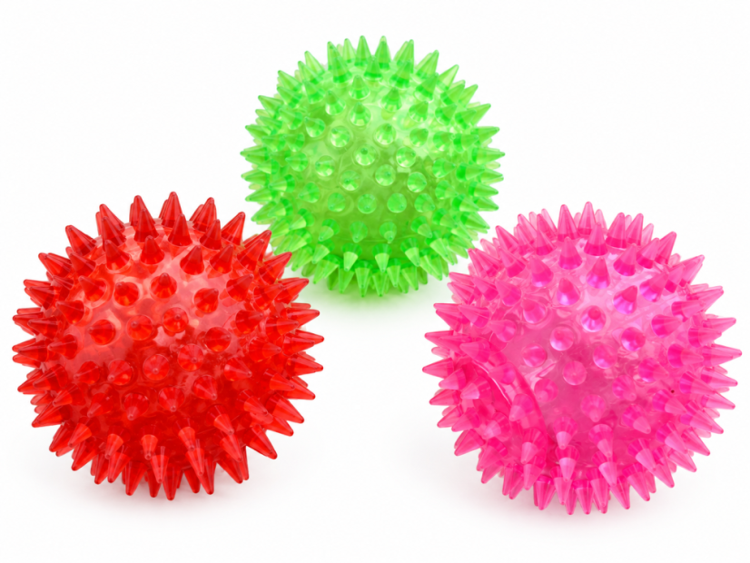 Softly spikey ball with light - sensory, various colours