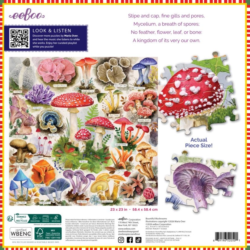 Bountiful Mushrooms -  1000 Piece Puzzle, eeBoo