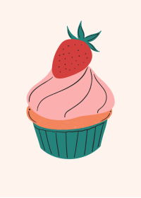 Přání Jahodový Muffin - Mamiee design
