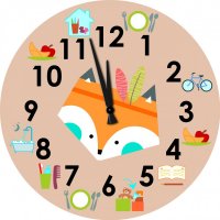Children's wall clock with pictograms - Fox