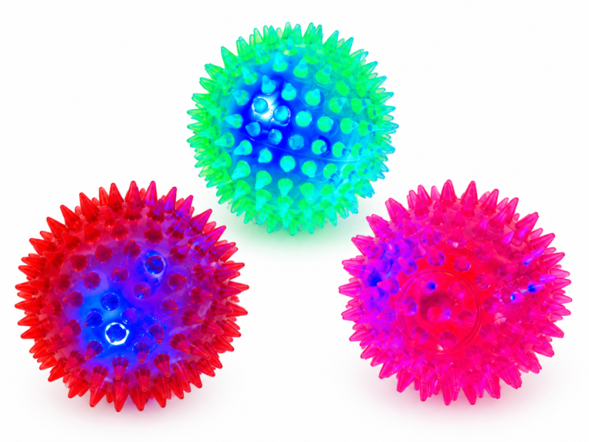 Softly spikey ball with light - sensory, various colours
