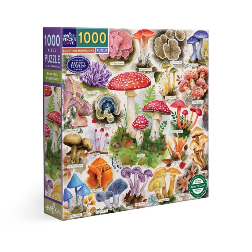 Bountiful Mushrooms -  1000 Piece Puzzle, eeBoo