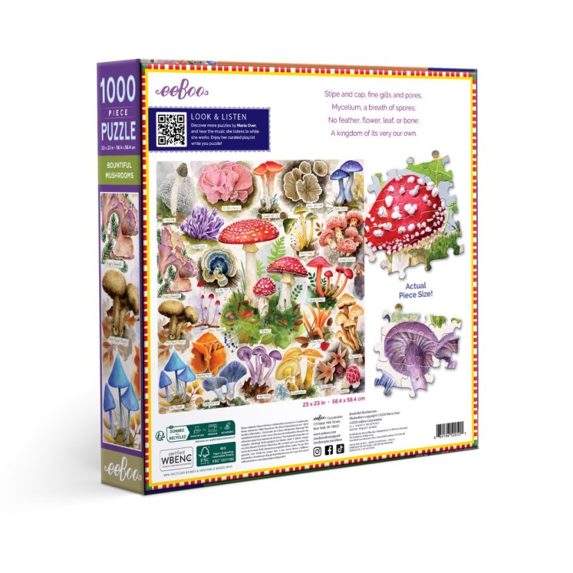 Bountiful Mushrooms -  1000 Piece Puzzle, eeBoo