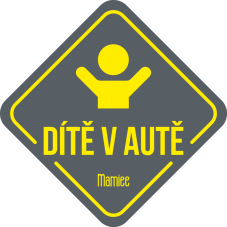 Samolepka Dítě v autě žlutá na tmavošedé