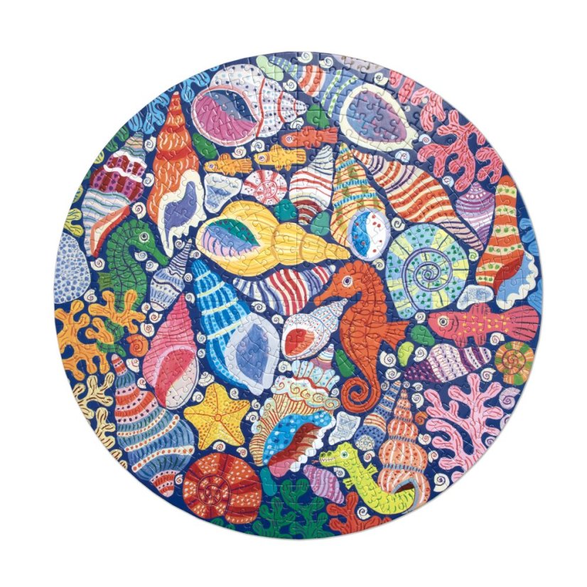 Seahorses,  Shells & Coral 500 Piece Round Puzzle, eeboo