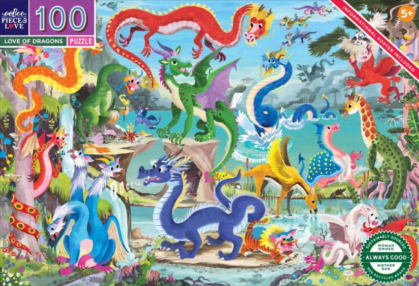Láska k drakům - puzzle 100 dílků, eeBoo