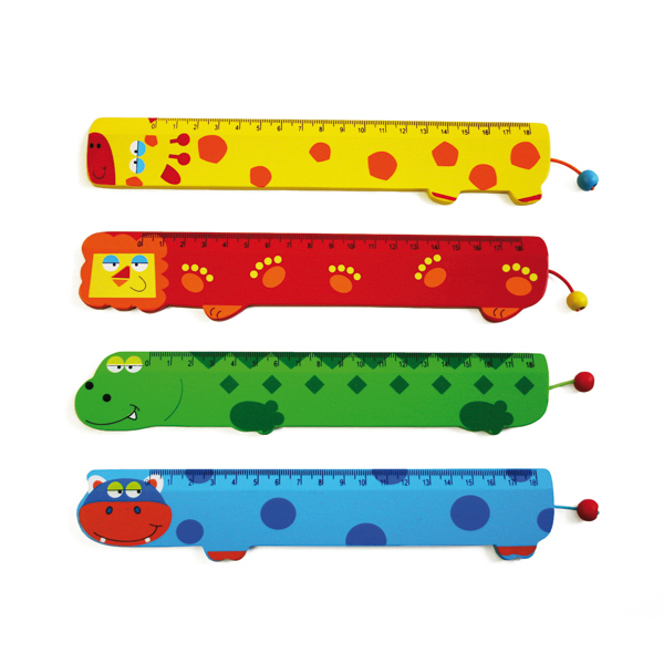 Funny animal ruler wood with leg and tail - various animals