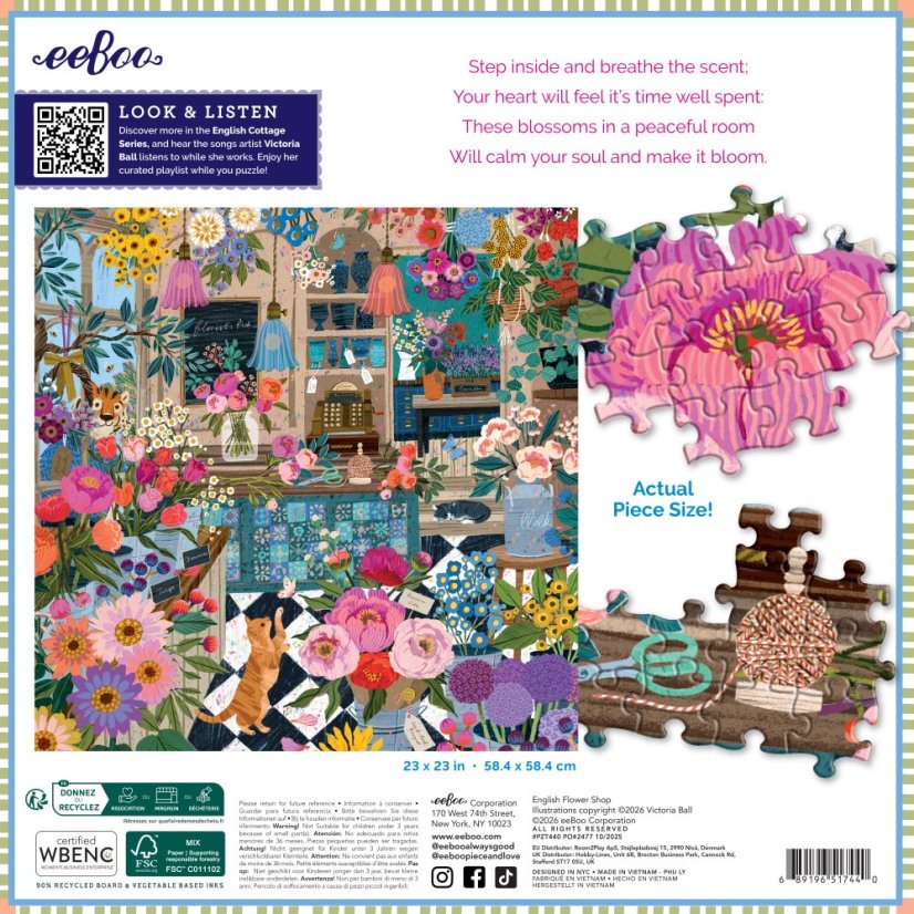 Anglické květinářství - puzzle 1000 dílků, eeBoo
