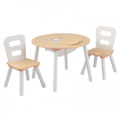 KidKraft Set stůl s 2 židle přírodní a bílá