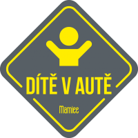 Samolepka Dítě v autě žlutá na tmavošedé