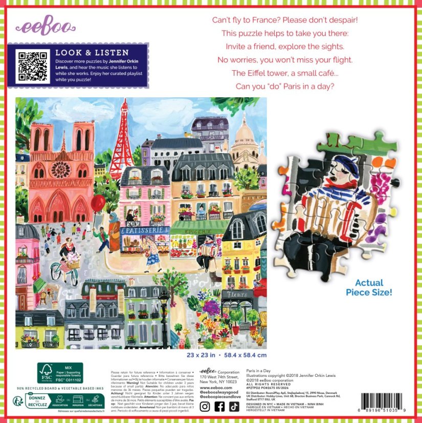 Paris in a Day -  1000 Piece Puzzle, eeBoo