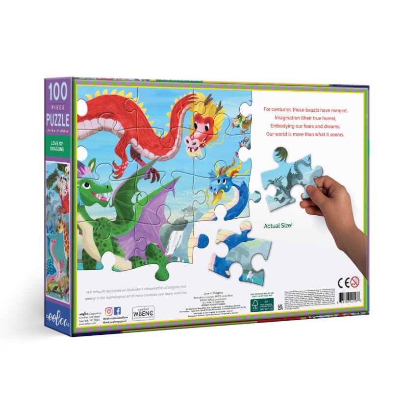 Láska k drakům - puzzle 100 dílků, eeBoo