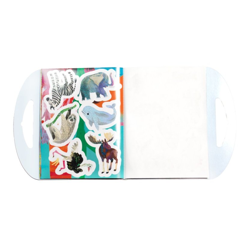 Wonderful Animals Shiny Stickers Book, 200+ stickers with handle, eeBoo