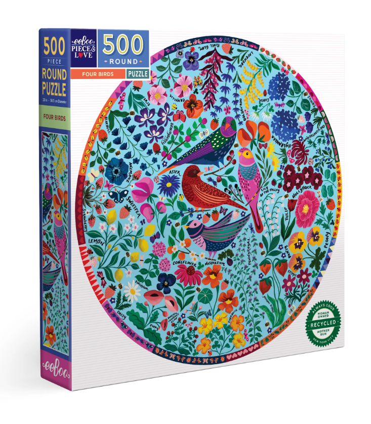 Four Birds 500 Piece Round Puzzle