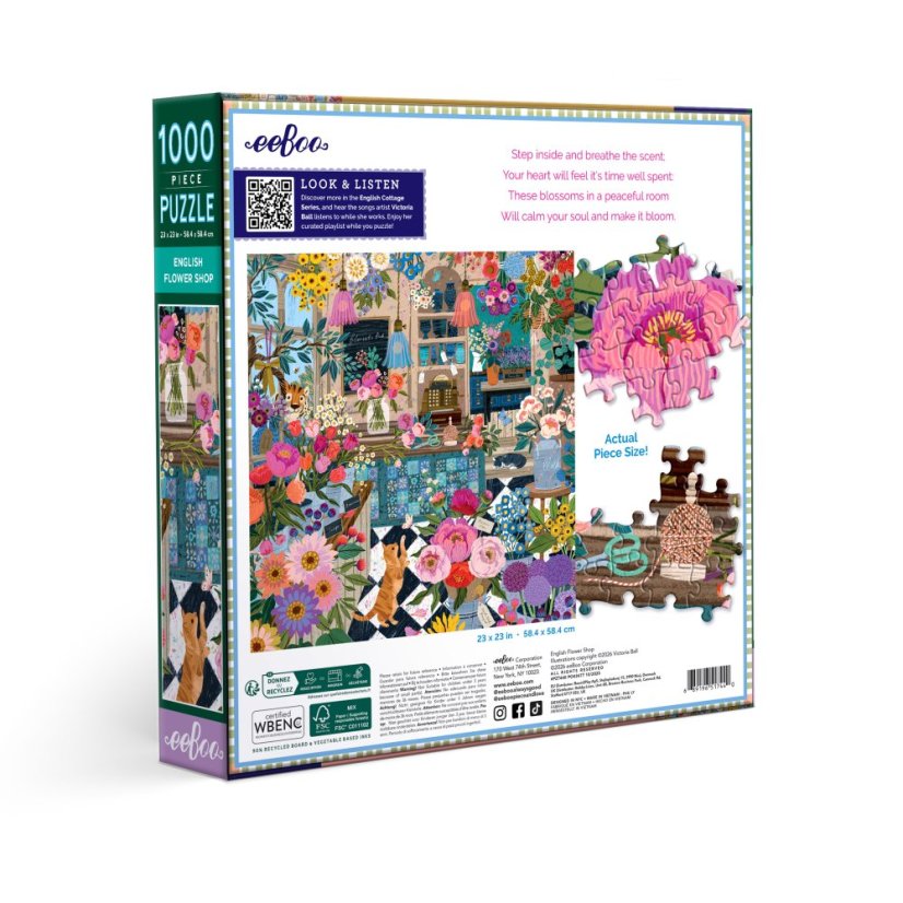 Anglické květinářství - puzzle 1000 dílků, eeBoo