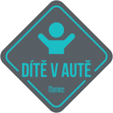Samolepka Dítě v autě modrá na tmavošedé