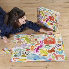 Zvířecí hlasy "anglicky"  36 MAXI dílků, podlahové puzzle eeBoo