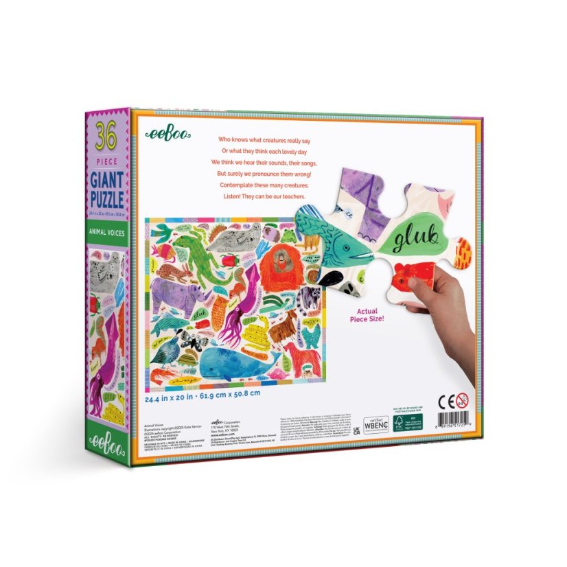 "English" animal Voices 36 Piece Giant Puzzle, eeBoo