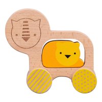 Petitcollage Dřevěný lev s mládětem na kolečkách